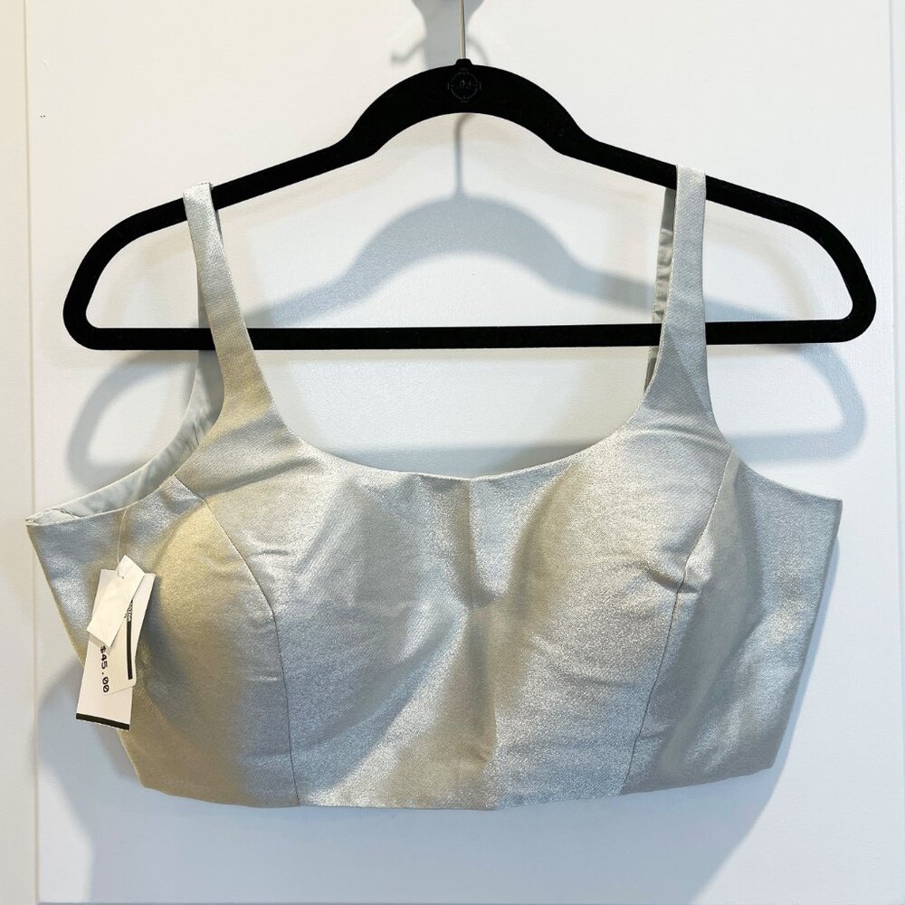 Jodha Silver Choli Top for Lehenga or Saree, Sleeveless, Cropped, Medium, NWT